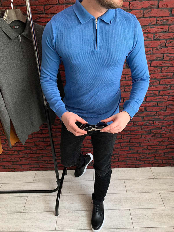 No Brand S2701 blue (деми) свитер мужские