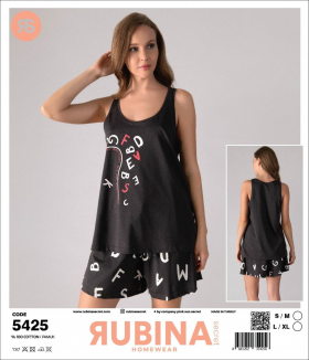 No Brand 5425 black (лето) пижама женские
