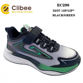 Clibee Apa-EC290 black-gree (деми) кроссовки детские