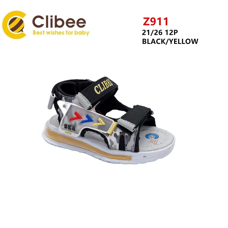 Clibee Apa-Z911 black-yellow (літо) дитячі босоніжки