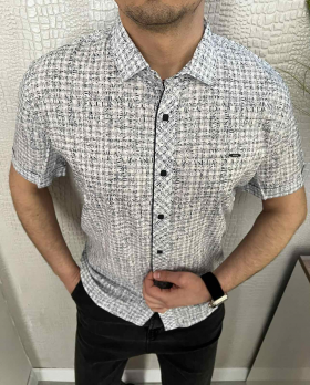 No Brand 1631 white (лето) рубашка мужские