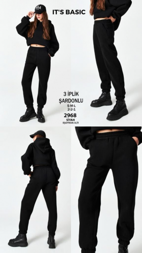 No Brand 2968 black (зима) штаны спорт женские