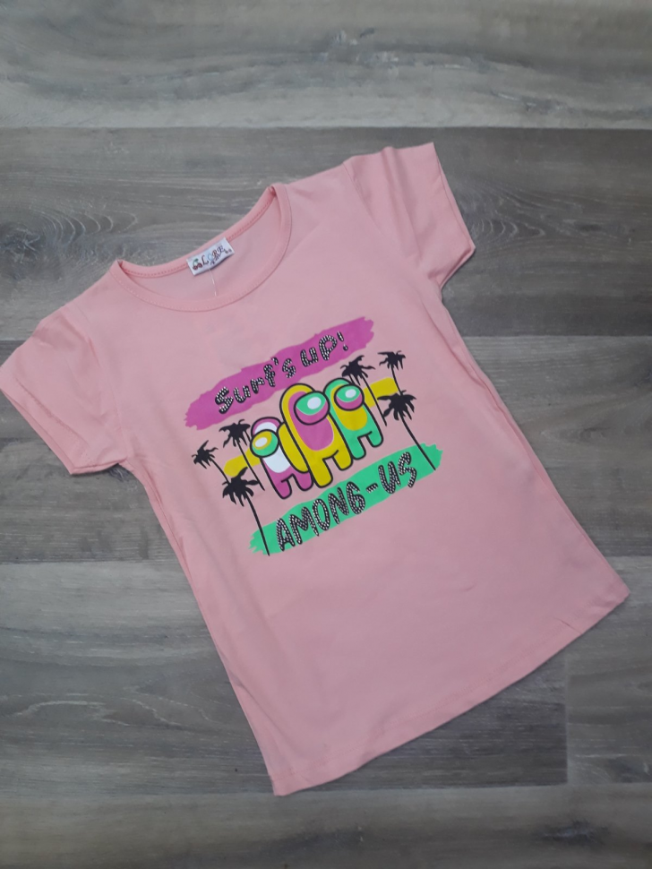 No Brand 8386 pink (літо) футболка дитячі