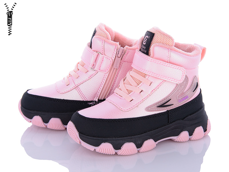 Clibee HB355 pink-black (зима) ботинки детские