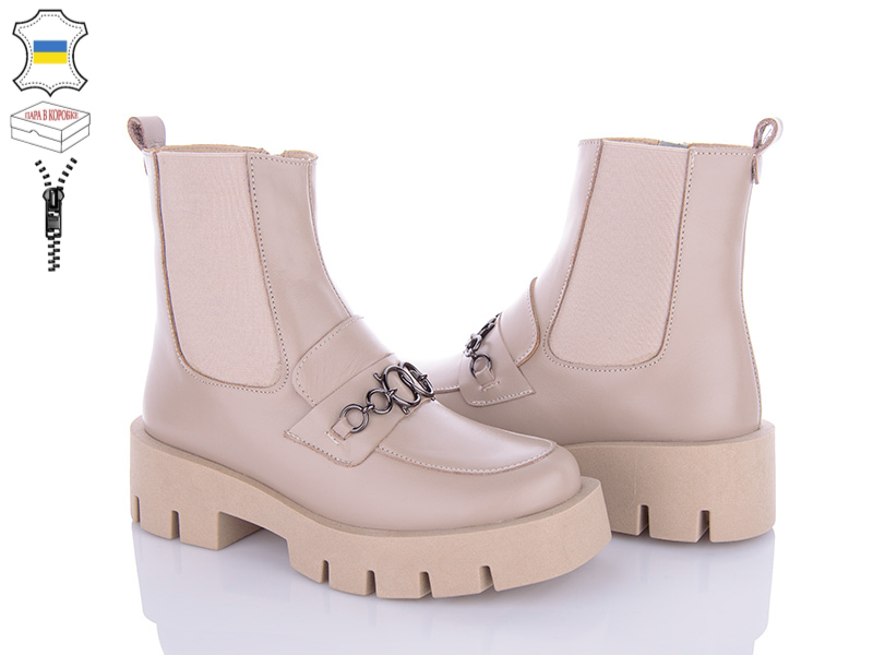 No Brand 310 бежевий (зима) черевики жіночі