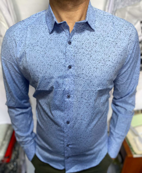 Fmt S2437 blue батал (демі) сорочка чоловіча