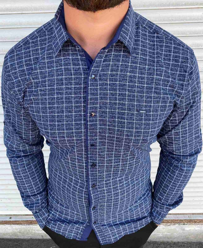 No Brand S2797 blue (деми) рубашка мужские