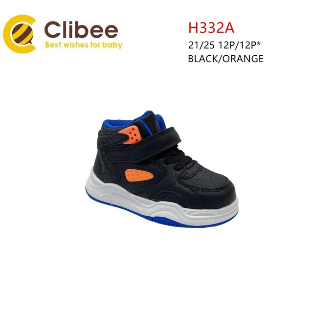 Clibee Apa-H332A black-orange (демі) кросівки дитячі
