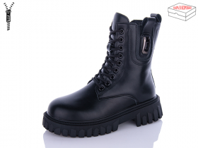 No Brand 5223 all black (зима) ботинки женские