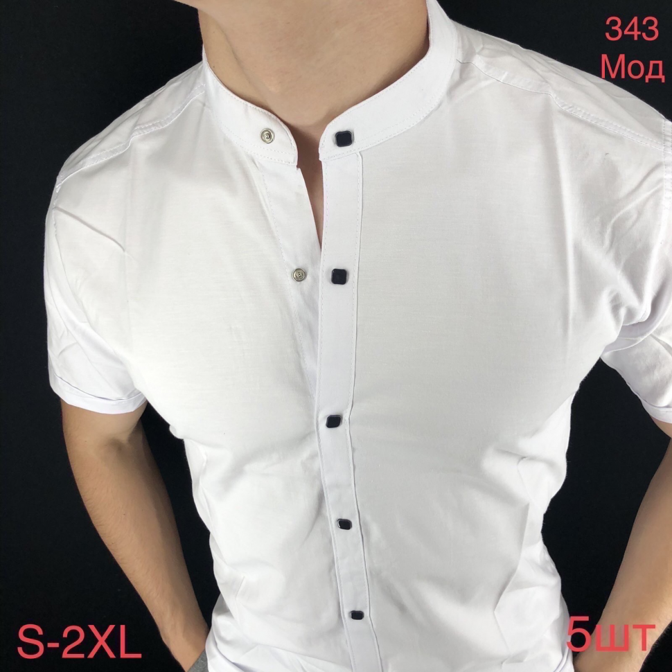 No Brand 343 white (літо) сорочка чоловіча