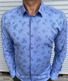 Fmt S2241 blue батал (демі) сорочка чоловіча