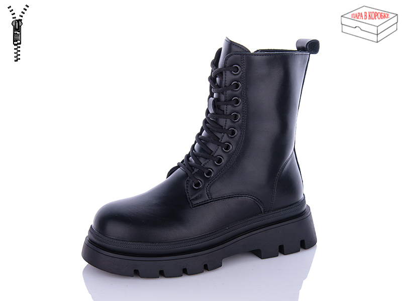 No Brand 5230 all black (зима) черевики жіночі