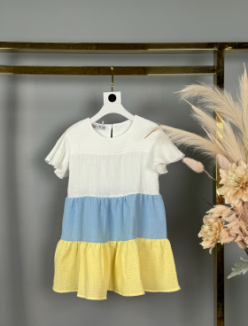 No Brand 564 white-l.blue (лето) платье детские