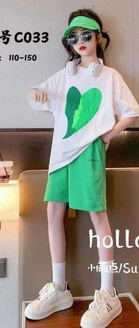 No Brand C033 white-green (лето) костюм детские
