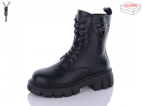No Brand 5233 all black (зима) ботинки женские