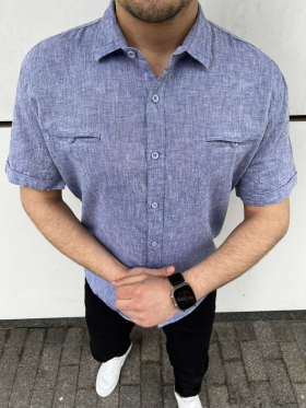 No Brand 1745 blue (лето) рубашка мужские
