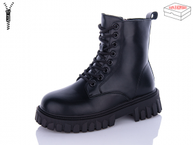 No Brand 5235 all black (зима) ботинки женские