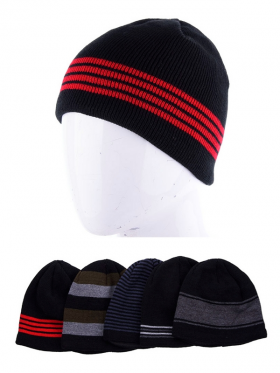No Brand 05 полоса флис микс (зима) шапка мужские