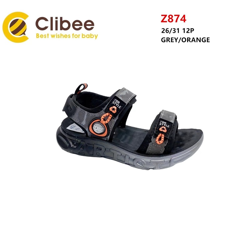 Clibee SA-Z874 grey-orange (літо) дитячі босоніжки