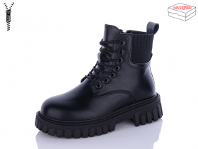 No Brand 5236 all black (зима) ботинки женские