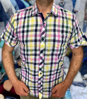 No Brand R4 yellow-pink (лето) рубашка мужские