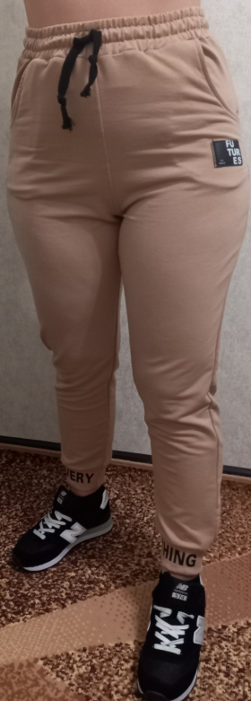 No Brand 0136 beige (деми) штаны спорт женские