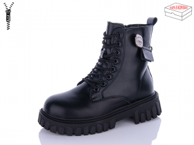 No Brand 5255 all black (зима) ботинки женские