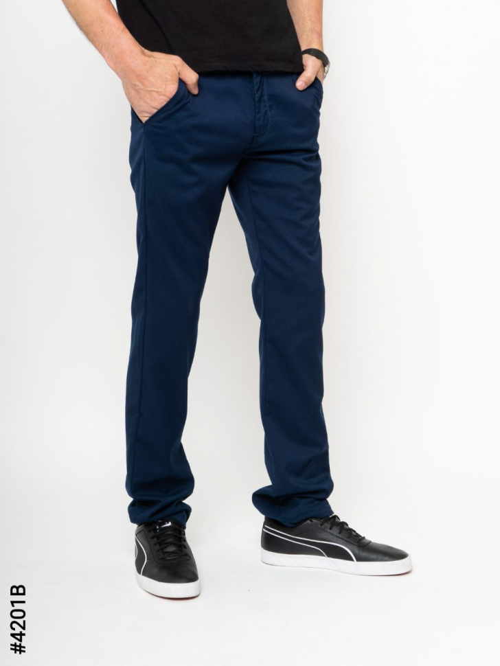 No Brand 4201B blue (деми) брюки мужские