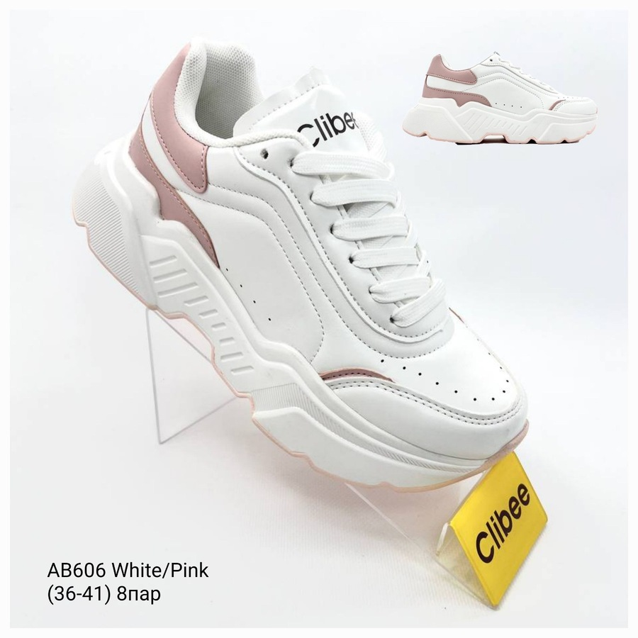 Clibee Apa-AB606 white-pink (демі) кросівки 