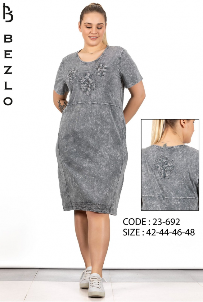 No Brand 23-692 grey (лето) платье женские