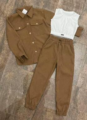 No Brand 8407 brown (деми) костюм спорт детские