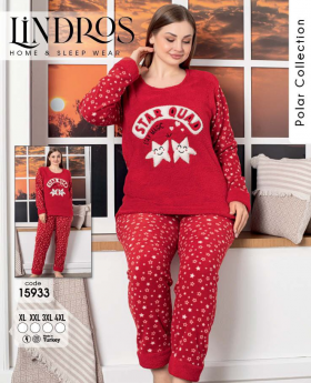 No Brand 15933 red (зима) пижама женские