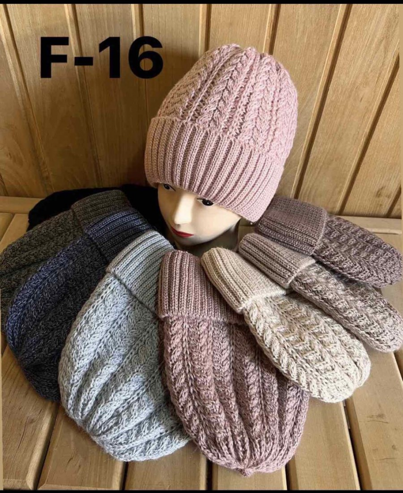 No Brand KA-F16 mix флис (зима) шапка женские
