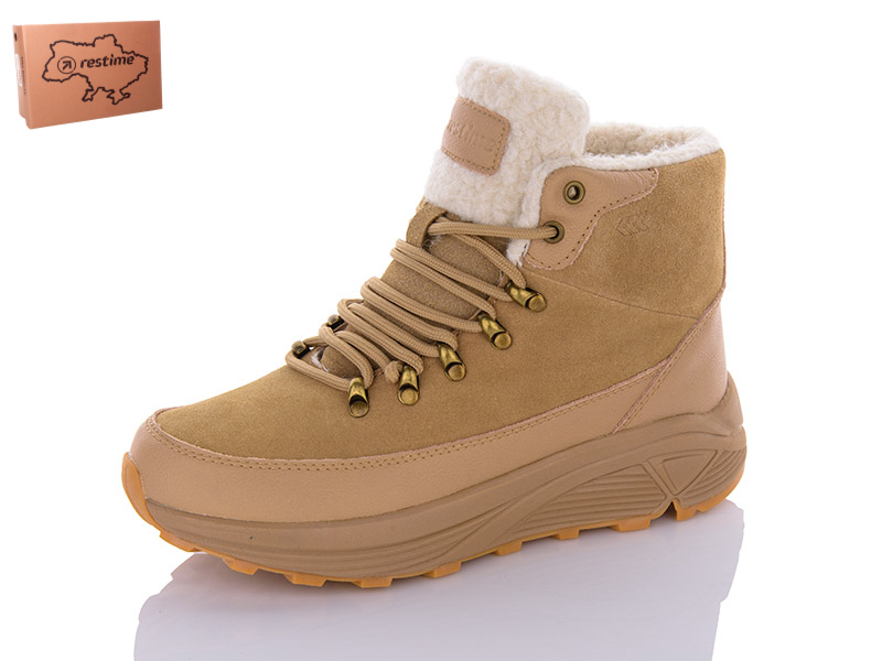 Restime TWZ23265 beige (зима) черевики жіночі