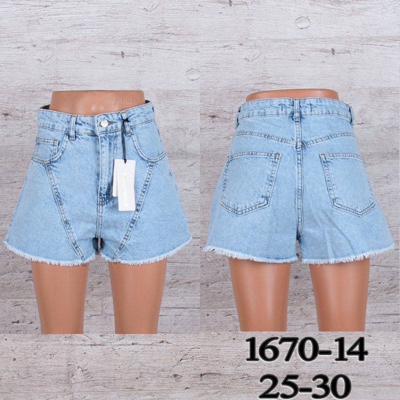 No Brand 1670-14 l.blue (лето) шорты женские