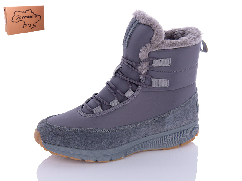 Restime TWZ23236 grey (зима) ботинки женские