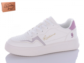 Restime FWB24078 white-purple (деми) кроссовки женские