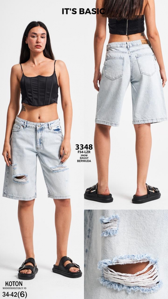 No Brand 3348 l.blue (лето) шорты женские
