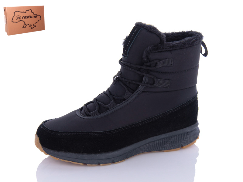 Restime TWZ23236 black (зима) ботинки женские