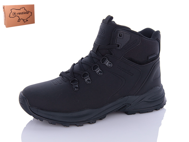 Restime PMZ23510 black-nubuk (зима) ботинки мужские