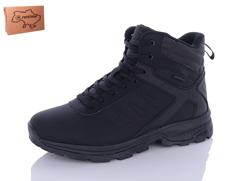 Restime PMZ23508 black (зима) ботинки мужские