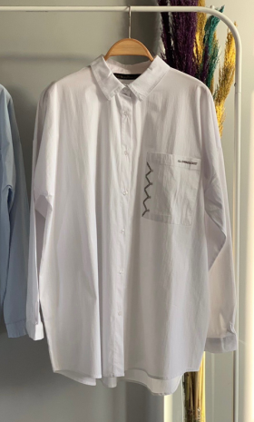 No Brand S086 white батал (деми) рубашка женские