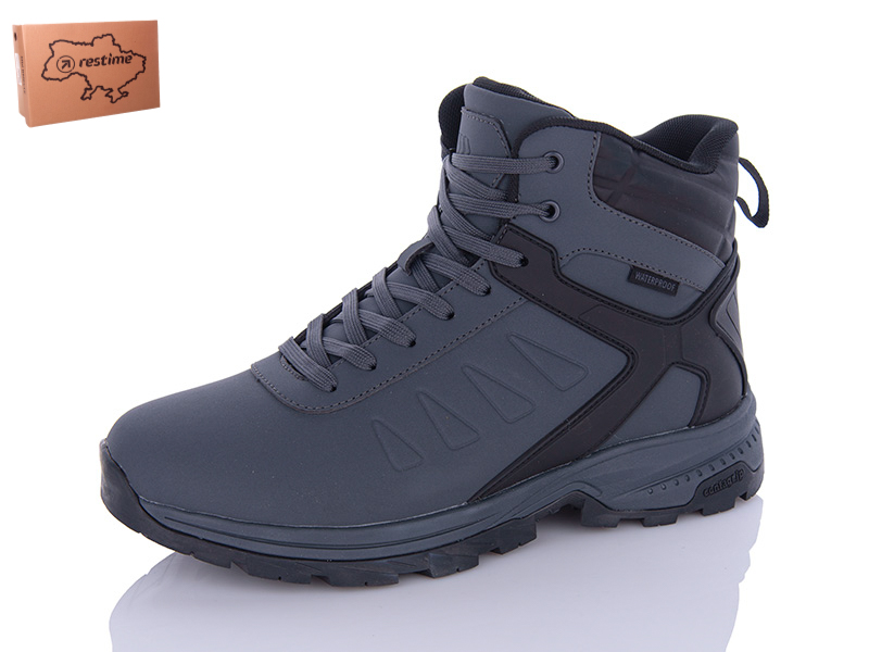 Restime PMZ23508 grey-black (зима) черевики чоловічі