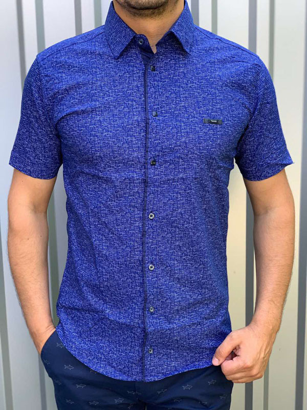 No Brand R22 d.blue (лето) рубашка мужские