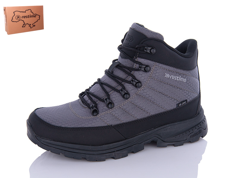 Restime PMZ23255 d.grey-black (зима) ботинки мужские
