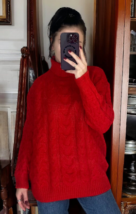 No Brand 26291 red (зима) светр жіночі