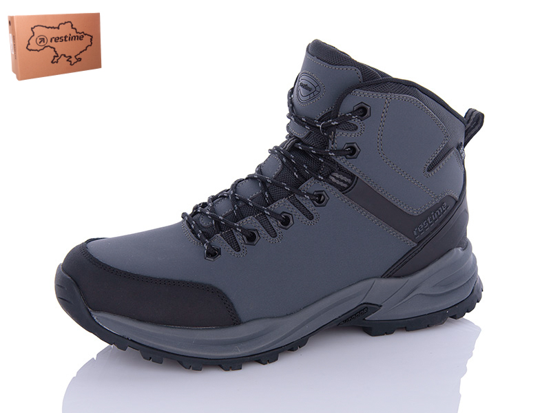 Restime PMZ23136 grey-black (зима) ботинки мужские