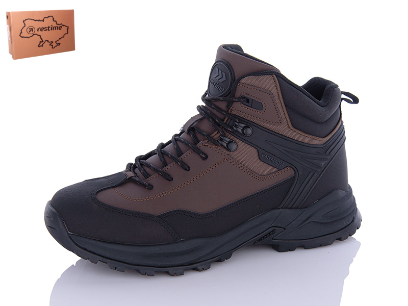 Restime PMZ23511 brown-black (зима) ботинки мужские