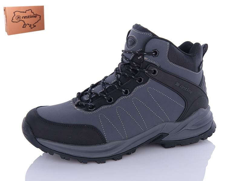 Restime PMZ23132 grey-black (зима) ботинки мужские