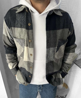 No Brand 33271 grey (зима) рубашка мужские